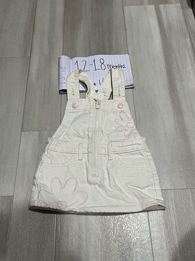 Old Navy Cream Floral Pinafore Skirt with Pink Accents